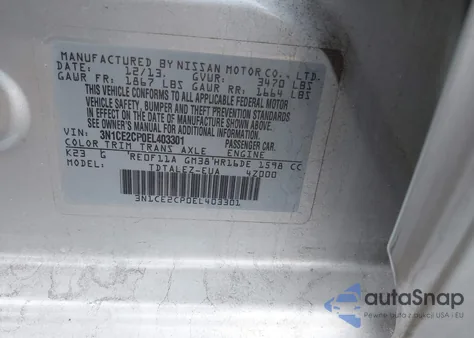 2014 Nissan Versa Note Sv from USA, damaged, VIN 3N1CE2CP0EL403301